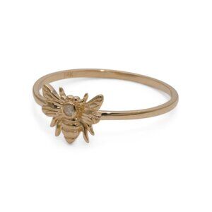 WHITE LOTUS Gold 14kt Gold Petite Diamond Bee Ring